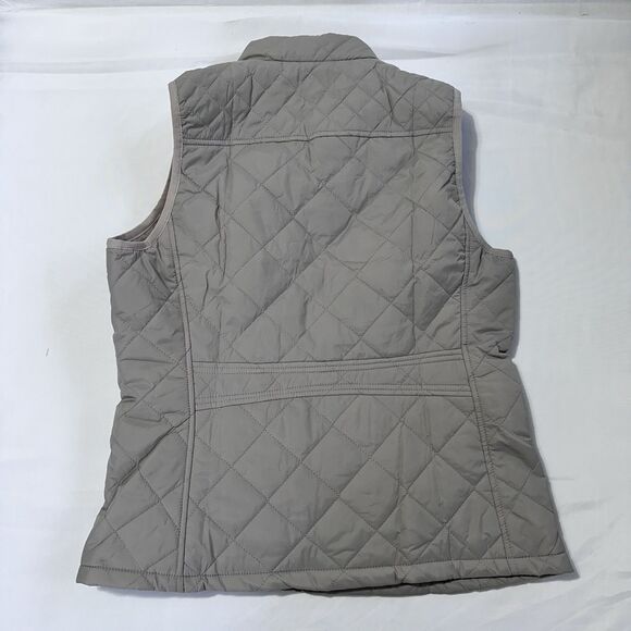 Gray Quilted Vest Jacket Full Zip Womens Small Pockets Mid Neck Puffer Preppy - Picture 16 of 16